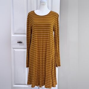 Striped Mustard Swing Dress